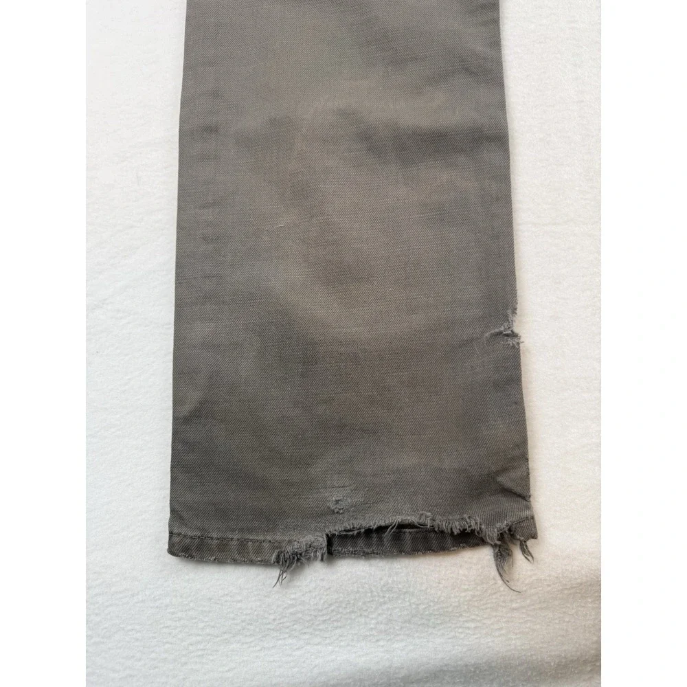 Levi's 505 Straight Fit Trashed Olive Gray Denim Jeans Size 32x32 Rips Stains